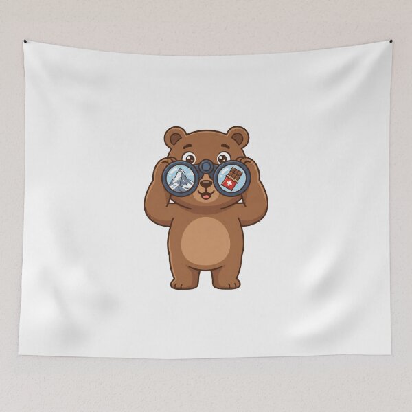 Item preview, Cute Bear Swiss Adventure Illustration designed and sold by AbanoubStore.
