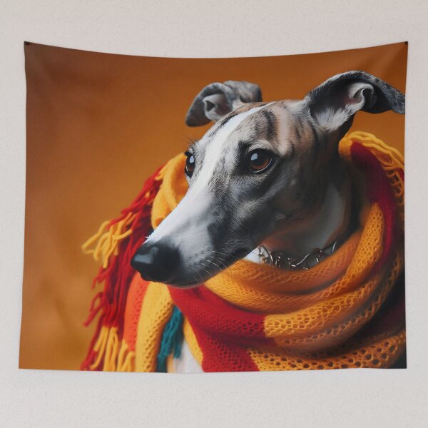 Item preview, ASPA friends e.V._No. 9_Galgo in a warm scarf designed and sold by GALOGO – Art for Sighthounds & Animal Welfare.