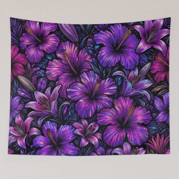 Item preview, Purple Lilies and Hibiscus  designed and sold by EpicFoxArt.