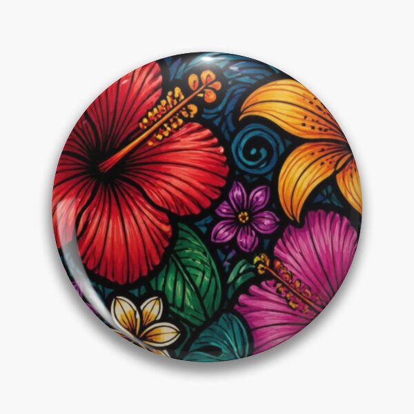 Item preview, Jewel tones Hibiscus and Lily abstract pattern designed and sold by EpicFoxArt.