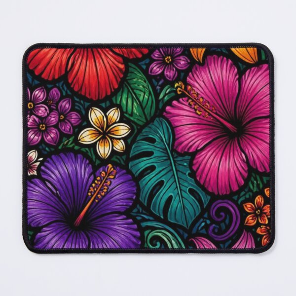 Item preview, Jewel tones Hibiscus and Lily abstract pattern designed and sold by EpicFoxArt.