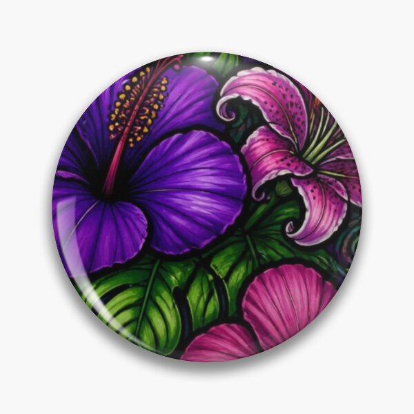 Item preview, Hibiscus and Lily abstract pattern designed and sold by EpicFoxArt.