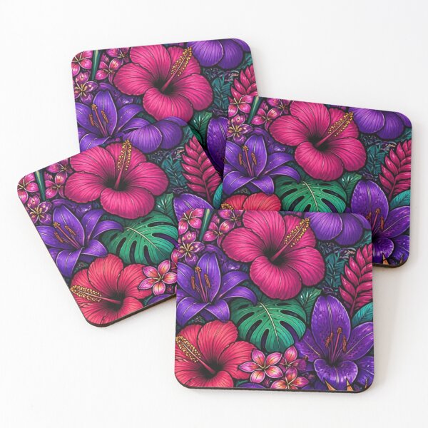 Item preview, Vibrant tropical flowers abstract pattern designed and sold by EpicFoxArt.