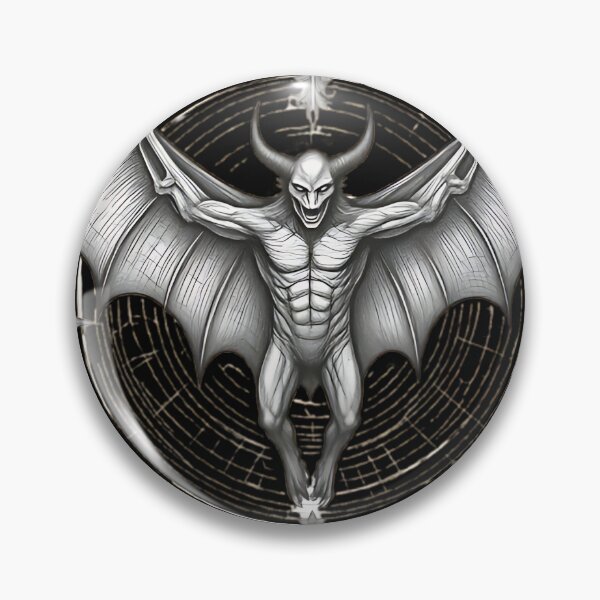 Item preview, Occult Horned Demon Engraving, Gothic Gargoyle Vampire Bat designed and sold by DarkOriginArts.