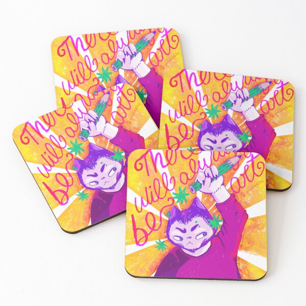 Item preview, There Will Always Be Art Print | Purple Orange Retro Illustration | Artist Wall Decor designed and sold by ghostieking.