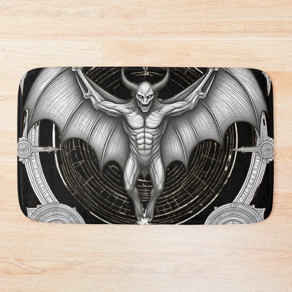 Item preview, Occult Horned Demon Engraving, Gothic Gargoyle Vampire Bat designed and sold by DarkOriginArts.