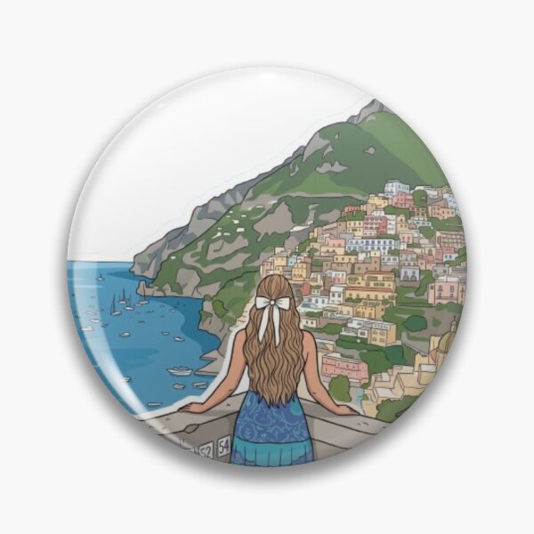 Item preview, Almafi Coast Europe Summer Travel Postcard Holiday Vacation Girl Dress Fashion Dram Luxury Italy designed and sold by SamiraArts.
