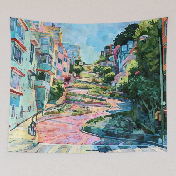 Item preview, Colorful Lombard Street San Francisco Watercolor designed and sold by Janine Aykens.
