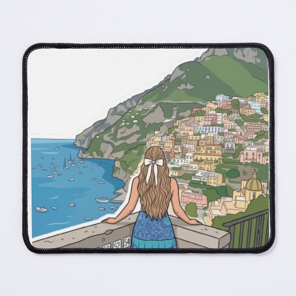 Item preview, Almafi Coast Europe Summer Travel Postcard Holiday Vacation Girl Dress Fashion Dram Luxury Italy designed and sold by SamiraArts.
