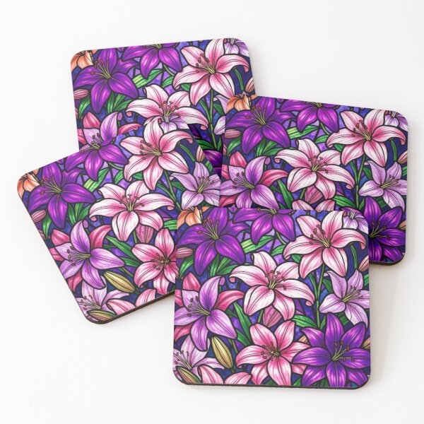 Item preview, Pink and purple lilies abstract pattern designed and sold by EpicFoxArt.