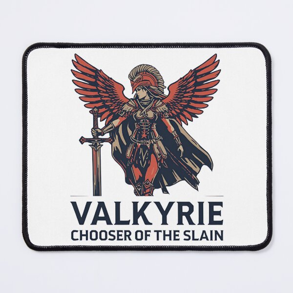 Item preview, Valkyrie warrior with wings and sword in hand text Chooser of the Slain A heroic female warrior 6 designed and sold by Neon G.