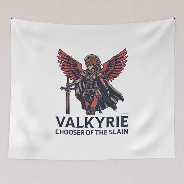 Item preview, Valkyrie warrior with wings and sword in hand text Chooser of the Slain A heroic female warrior 6 designed and sold by Neon G.