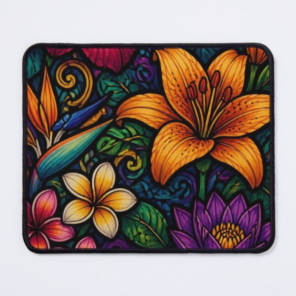 Item preview, Hibiscus and Lily abstract pattern designed and sold by EpicFoxArt.