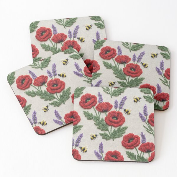 Item preview, Poppies & lavender bees companion 3d style designed and sold by Printfantasia .