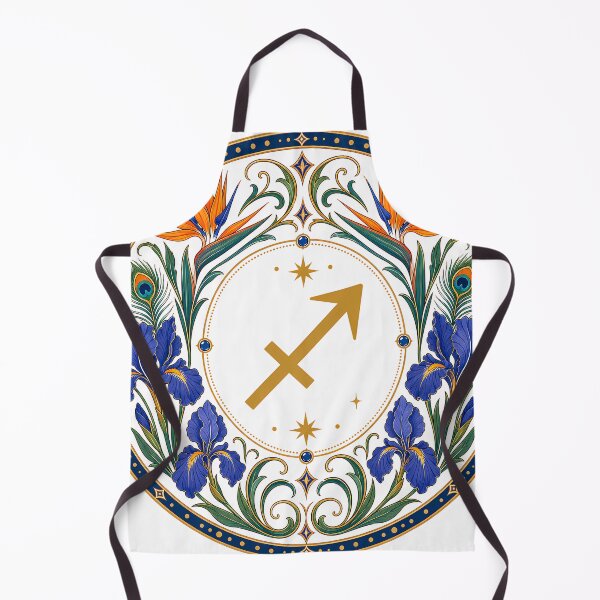 Item preview, Sagittarius Zodiac Floral Badge – Gold Arrow Symbol with Iris, Bird of Paradise and Peacock Feather Botanical Ornamental Circle Illustration designed and sold by Symbol Universe.