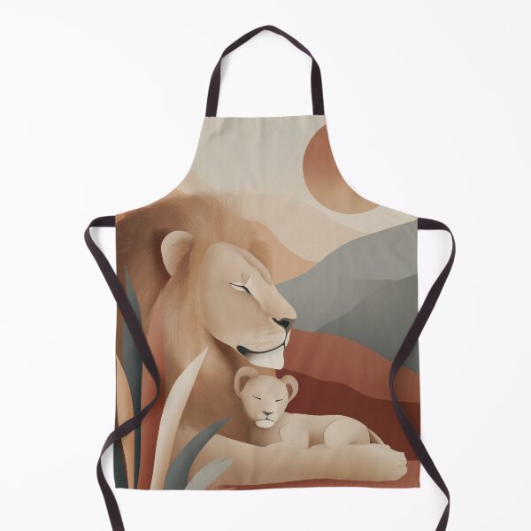 Item preview, Warm Retro Lion and Cub Illustration | Earthy Nursery Decor designed and sold by WabiSabiSjak.