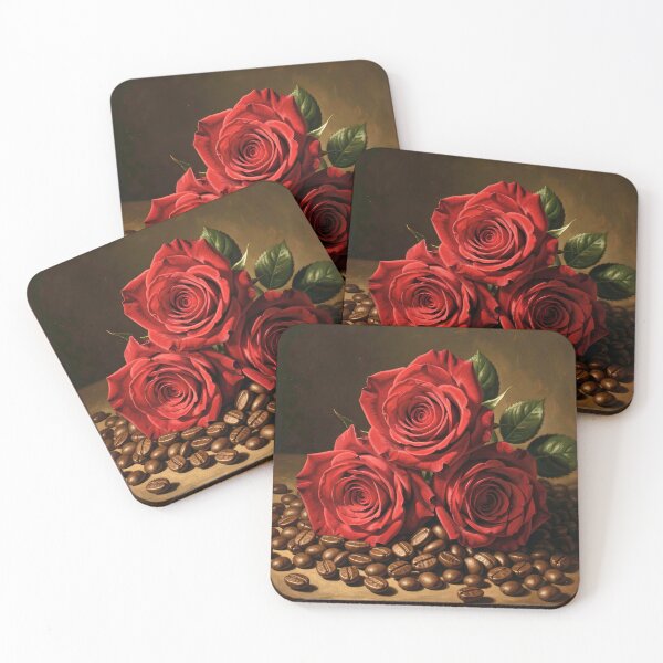 Item preview, Composition combining fresh red roses with coffee beans designed and sold by Marcu Ioachim.