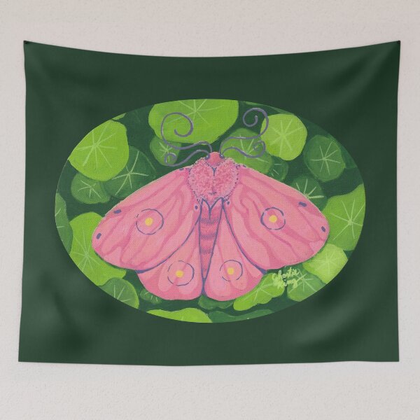 Item preview, Pink Moth Art Print | Cottagecore Botanical Illustration | Whimsical Insect Wall Art designed and sold by ghostieking.