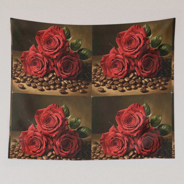 Item preview, Composition combining fresh red roses with coffee beans designed and sold by Marcu Ioachim.
