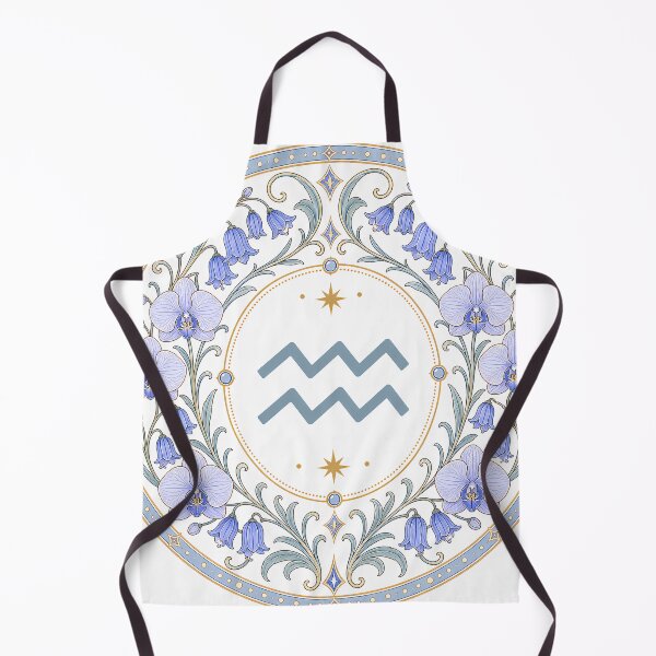 Item preview, Aquarius Zodiac Floral Badge – Blue Symbol with Bluebell and Orchid Botanical Ornamental Circle Illustration designed and sold by Symbol Universe.