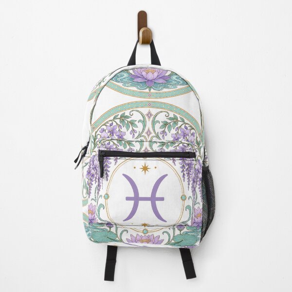 Item preview, Pisces Zodiac Floral Badge – Purple Symbol with Wisteria and Lotus Botanical Ornamental Circle Illustration designed and sold by Symbol Universe.