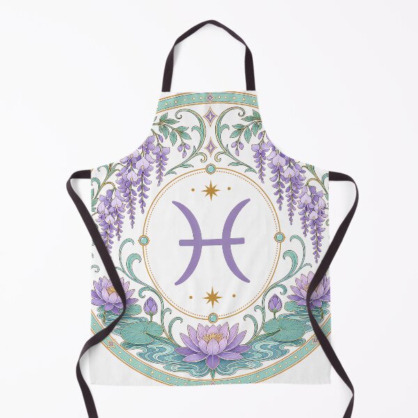 Item preview, Pisces Zodiac Floral Badge – Purple Symbol with Wisteria and Lotus Botanical Ornamental Circle Illustration designed and sold by Symbol Universe.