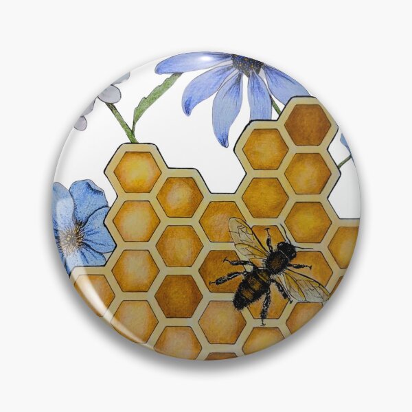 Item preview, Honeybee with flowers and comb designed and sold by OnaleeNicklinArt.