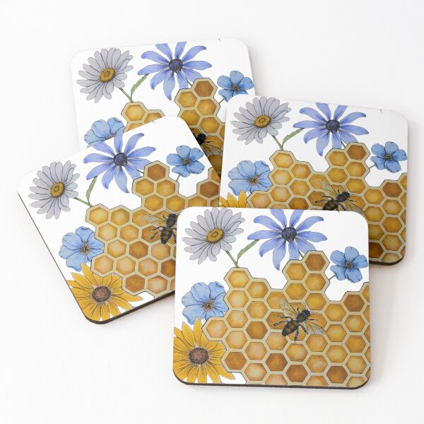 Item preview, Honeybee with flowers and comb designed and sold by OnaleeNicklinArt.