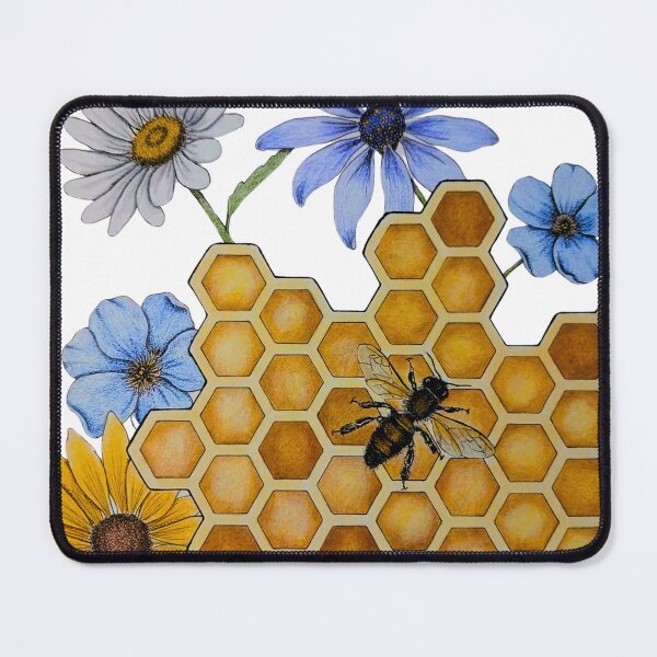 Item preview, Honeybee with flowers and comb designed and sold by OnaleeNicklinArt.