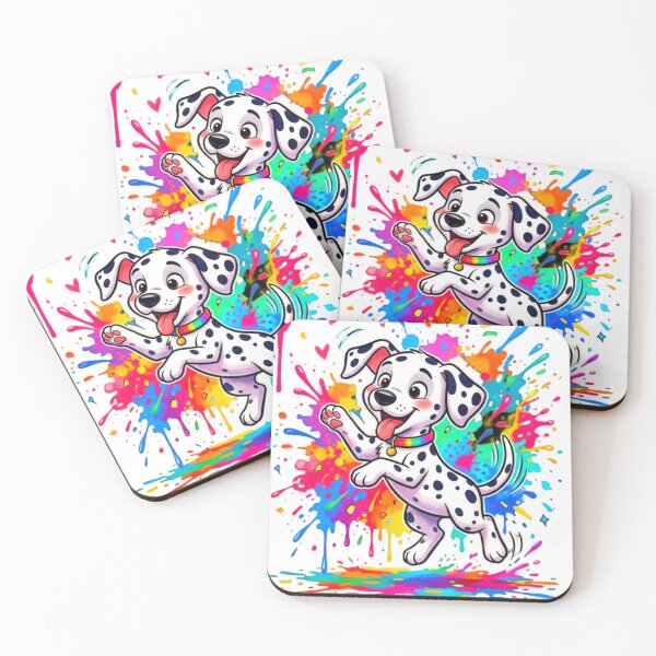 Item preview, Cute Dalmatian Puppy Rainbow Paint Splash Cartoon  Dog Art designed and sold by ExploreAura Studio.