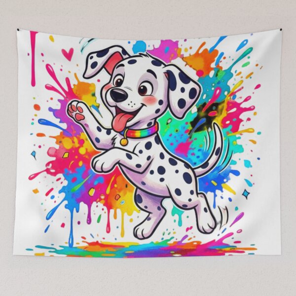 Item preview, Cute Dalmatian Puppy Rainbow Paint Splash Cartoon  Dog Art designed and sold by ExploreAura Studio.