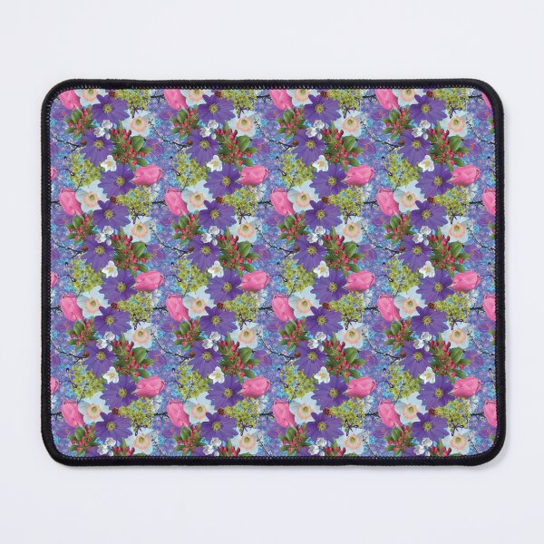 Item preview, Spring Maple Crab Apple Tulips Crocus Windflowers Daffodils on Blue designed and sold by Digitalmyth's Designs.