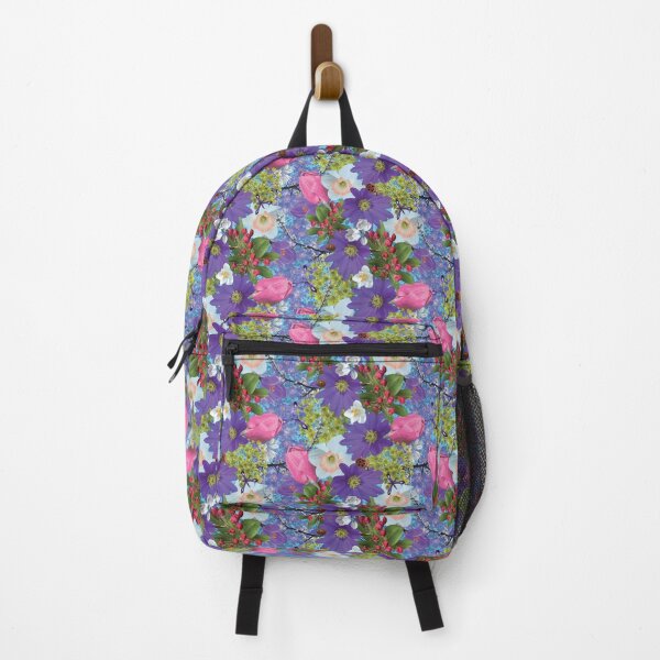 Item preview, Spring Maple Crab Apple Tulips Crocus Windflowers Daffodils on Blue designed and sold by Digitalmyth's Designs.