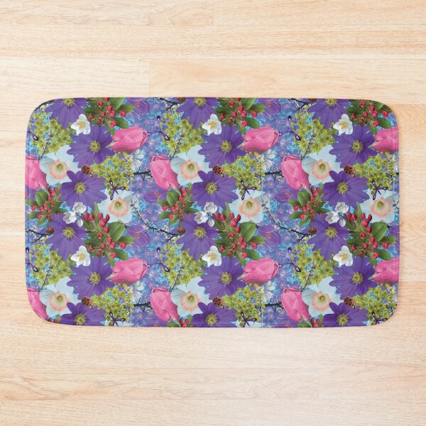 Item preview, Spring Maple Crab Apple Tulips Crocus Windflowers Daffodils on Blue designed and sold by Digitalmyth's Designs.