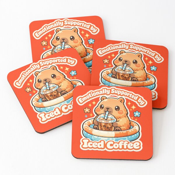 Item preview, Emotionally Supported by Iced Coffee Capybara Sticker designed and sold by irfanshikh.