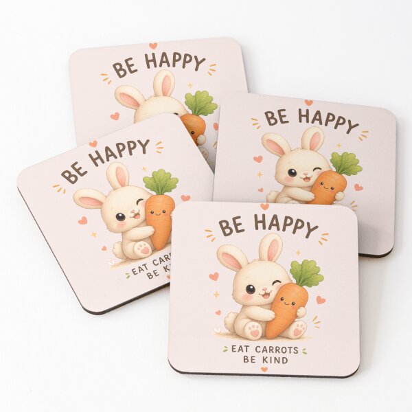 Item preview, Cute Bunny Be Happy Eat Carrots Be Kind Kawaii Sticker | Adorable Rabbit Illustration designed and sold by Tidarat-27.