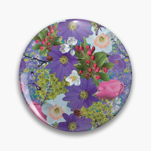 Item preview, Spring Maple Crab Apple Tulips Crocus Windflowers Daffodils on Yellow & Blue designed and sold by Digitalmyth's Designs.