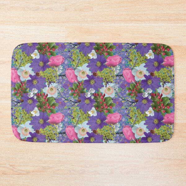 Item preview, Spring Maple Crab Apple Tulips Crocus Windflowers Daffodils on Yellow & Blue designed and sold by Digitalmyth's Designs.