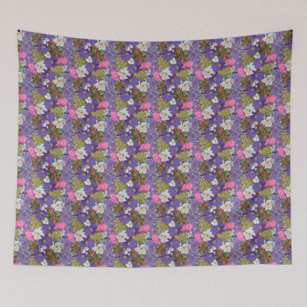 Item preview, Spring Maple Crab Apple Tulips Crocus Windflowers Daffodils on Pink & Green designed and sold by Digitalmyth's Designs.