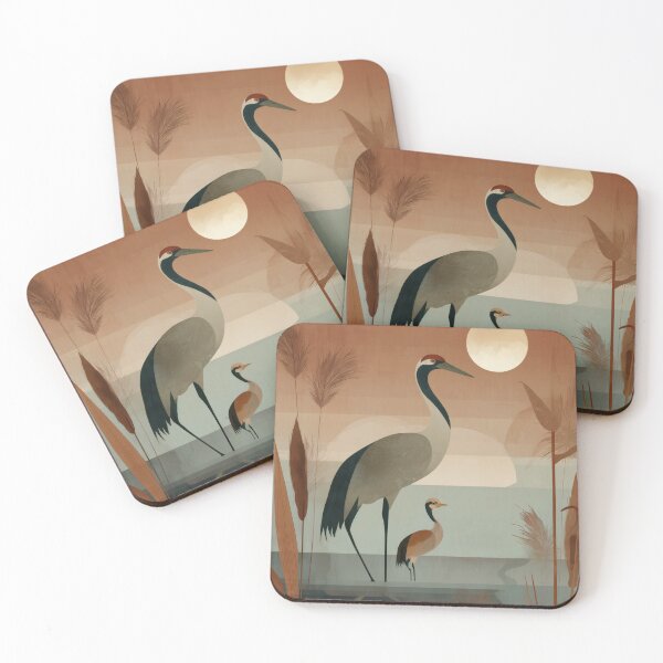 Item preview, Earthy Retro Crane Illustration | Calm Vintage Nursery Decor designed and sold by WabiSabiSjak.