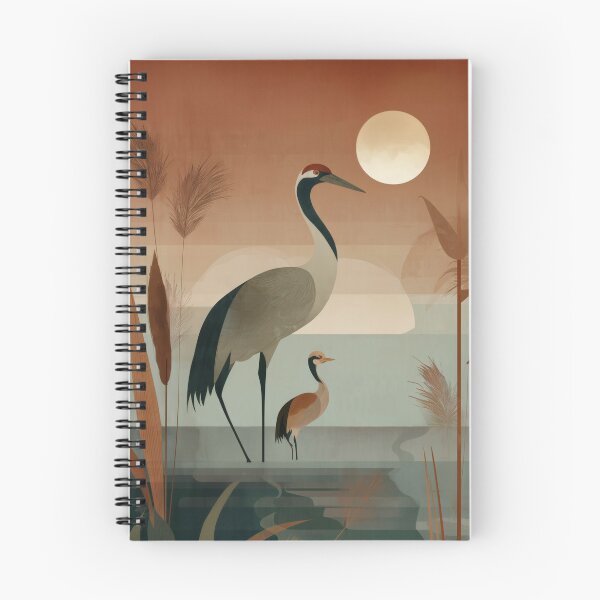Item preview, Earthy Retro Crane Illustration | Calm Vintage Nursery Decor designed and sold by WabiSabiSjak.