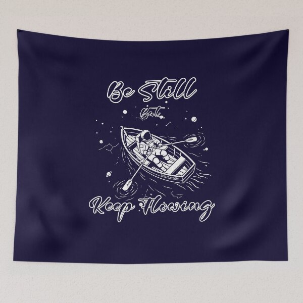 Item preview, Be Still But Keep Flowing Christian Astronaut Cosmic Boat Line Art Space Faith Design | White designed and sold by ZechJohnRB.