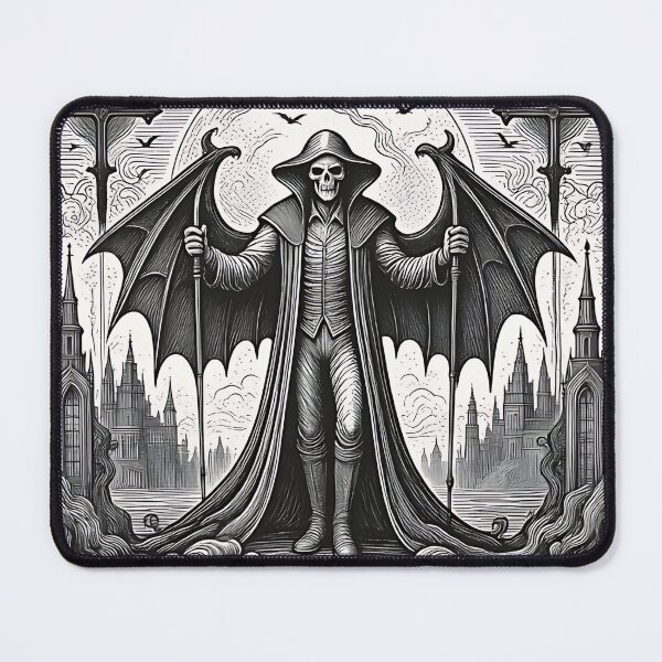 Item preview, Gothic Grim Reaper Engraving, Vampire Skeleton Death Woodcut designed and sold by DarkOriginArts.