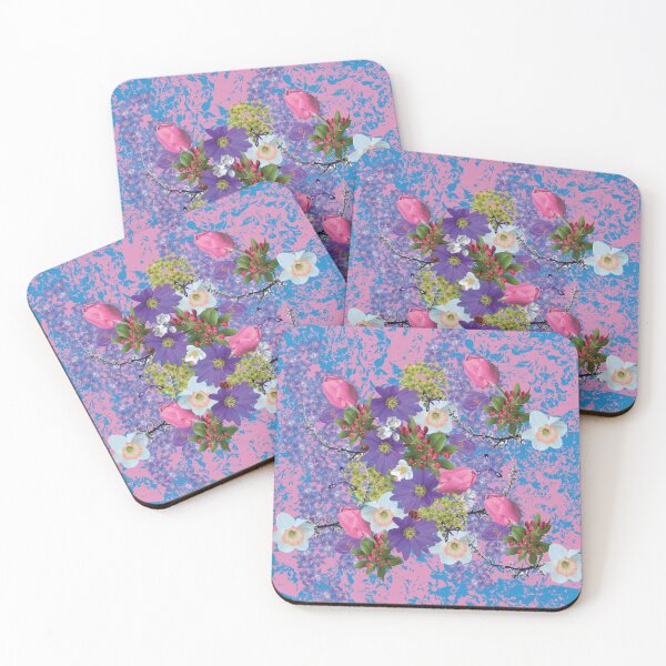 Item preview, Spring Maple Crab Apple Tulips Crocus Windflowers Daffodils on Pink & Blue designed and sold by Digitalmyth's Designs.