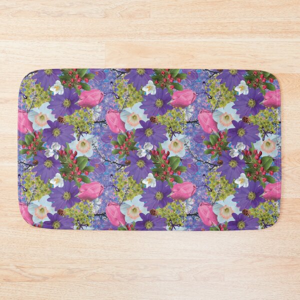 Item preview, Spring Maple Crab Apple Tulips Crocus Windflowers Daffodils on Pink & Blue designed and sold by Digitalmyth's Designs.