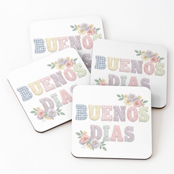 Item preview, The Words "BUENOS DIAS" in a Patchwork Style with Flowers designed and sold by Soulstar Designs.