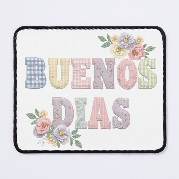 Item preview, The Words "BUENOS DIAS" in a Patchwork Style with Flowers designed and sold by Soulstar Designs.