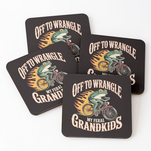 Item preview, Off to Wrangle My Feral Grandkids Frog Riding a Bicycle Meme Design designed and sold by Redgiant87x.