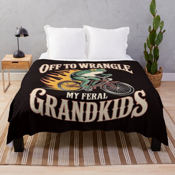 Item preview, Off to Wrangle My Feral Grandkids Frog Riding a Bicycle Meme Design designed and sold by Redgiant87x.