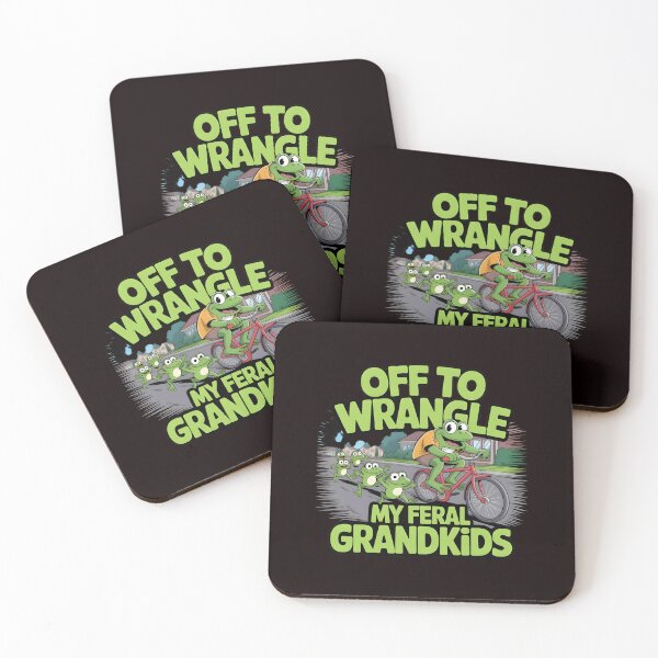 Item preview, Off to Wrangle My Feral Grandkids Cute Frog Meme Grandma Apparel designed and sold by Redgiant87x.